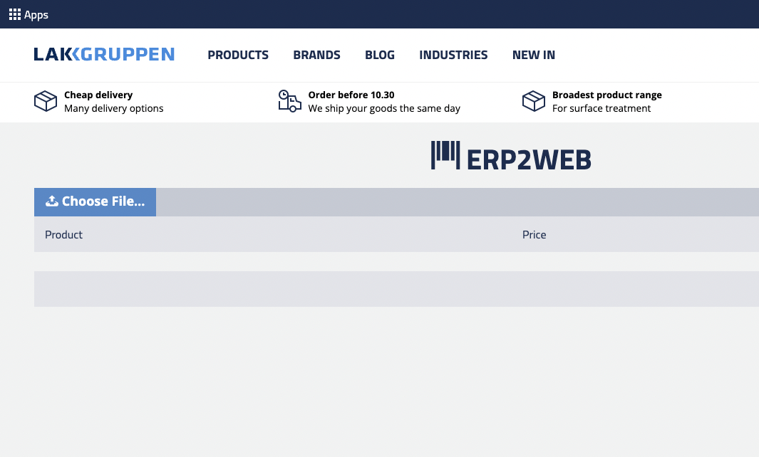 Upload erp2web file